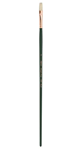 Silver Brush 1001-2 Grand Prix Premier Long Handle Hog Bristle Brush, Flat, Size 2 | Stiff Flagged Hog Bristle, Superb Paint Absorbency, Well-Balanced, Lightly Textured Strokes, Easel Painting - size: Size 2