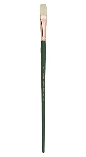 Silver Brush Limited Grand Prix Flat Oil Paintbrush, Size 8, Long Handle | Stiff Flagged Hog Bristle, Superb Paint Absorbency, Well-Balanced, Lightly Textured Strokes, Easel Painting - size: Size 8