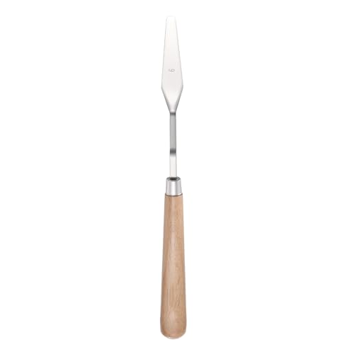 MECCANIXITY HM#9 Palette Knives 14mm Width Stainless Steel Spatula Painting Pallet Knife with Wood Handle for Oil Painting Acrylic Canvas Mixing Spreading - style: HM#9 + 14mm