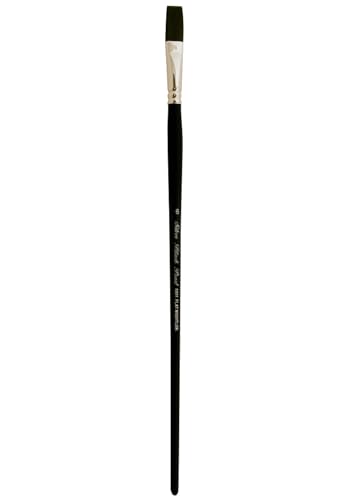 Silver Brush Limited Black Pearl Flat Oil and Acrylic Paintbrush, Size 6 | Long Handle, Watercolor, Gauche, Stiff Fine Point Mightlon Bristle, Clean Square-Edged Strokes, Easel Painting - size: Size 6