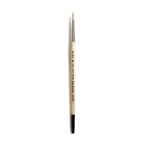 AIT Art Round Paint Brushes, Pack of 3, Sizes 0, 2, 4, White Hog Bristles, Handmade in USA for Trusted Performance with Heavier and Thicker Paints - size: 0, 2, 4
