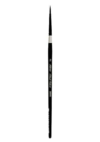 Silver Brush Limited Black Velvet Round Watercolor Paintbrush, Size 2 | Gouache, Inks, Dyes, Short Handle, Pointed Bristle, Soft Synthetic and Squirrel Mix, Superb Paint Absorbency, Smooth Strokes - size: 2