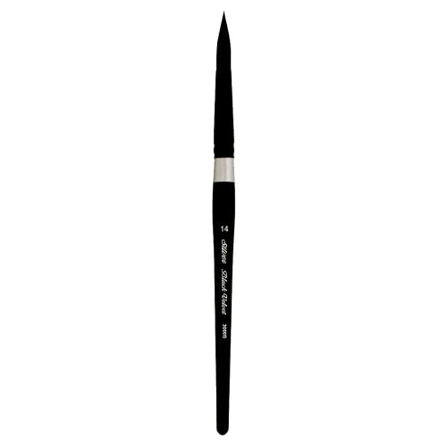 Silver Brush Limited Black Velvet Round Watercolor Paintbrush, Size 14 | Gouache, Inks, Dyes, Short Handle, Pointed Bristle, Soft Synthetic and Squirrel Mix, Superb Paint Absorbency, Smooth Strokes - size: 14