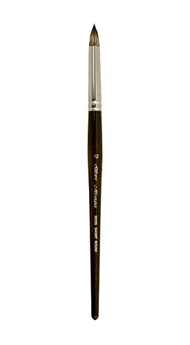 Silver Brush Limited Monza Short Round Oil and Acrylic Paintbrush, Size 12 | Short Handle, Fine Point Stiff Synthetic Mongoose Bristle, Thin and Broad Lines, Superb Paint Absorbency, Tabletop Painting - size: Size 12