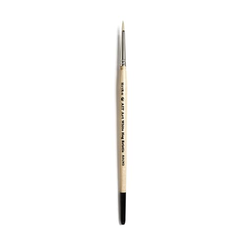 AIT Art Round Paint Brushes, Pack of 3, Sizes 0, 2, 4, White Hog Bristles, Handmade in USA for Trusted Performance with Heavier and Thicker Paints - size: 0, 2, 4