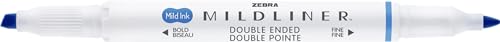 Zebra Pen MILDLINER No Bleed Highlighter, Dark Blue Color, Dual Tip, 12-Pk | Broad and Fine Point Tip Marker Set, Ideal for Bible Highlighting, Journaling, Office, School and Teacher Supplies (78320UPC) - color: Dark Blue B