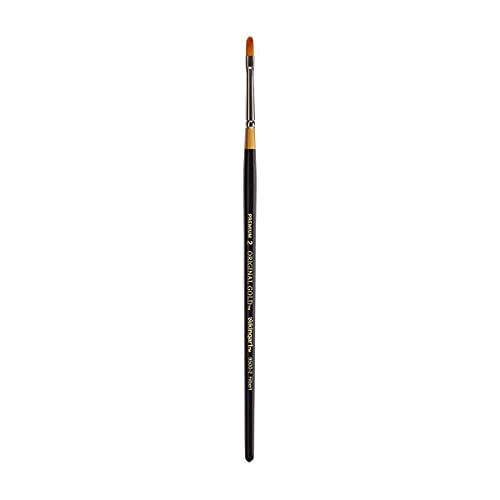 KINGART Premium Original Gold 9500-2 Filbert Series Artist Brush, Golden Taklon Synthetic Hair, Short Handle, for Acrylic, Watercolor, Oil and Gouache Painting, Size 2 - size: Size 2
