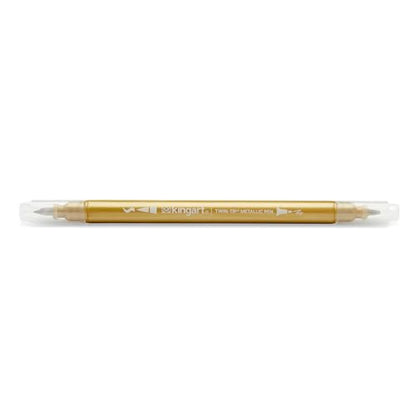 KINGART 24 Metallic Dual Tip Brush + Fine Markers - Easy for All Ages & Levels Pens for Card Making, Journaling, Scrapbooking, Fabric, Rock, Glass, DIY, Black Paper, Art Supplies, Halloween, Christmas