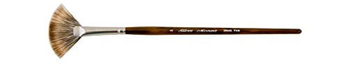 Silver Brush Limited Monza Fan Oil and Acrylic Paintbrush, Size 4 | Short Handle, Fine Point Stiff Synthetic Mongoose Bristle, Textured Strokes, Softening, Blending, Superb Paint Absorbency