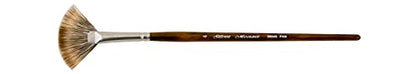 Silver Brush Limited Monza Fan Oil and Acrylic Paintbrush, Size 4 | Short Handle, Fine Point Stiff Synthetic Mongoose Bristle, Textured Strokes, Softening, Blending, Superb Paint Absorbency