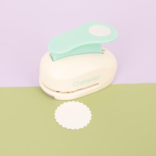 Craftelier - Scalloped Circle Punch 2" (5 cm) Diameter | Hole puncher, scrapbooking and crafts projects, lever punch, for paper and cardstock, size 4.33 x 3.14 x 2.75 in - size: Pack of 1: 2" Diameter