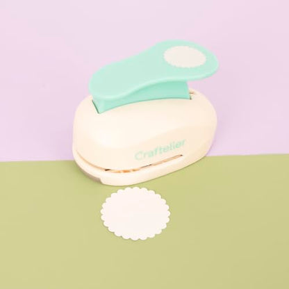 Craftelier - Scalloped Circle Punch 2" (5 cm) Diameter | Hole puncher, scrapbooking and crafts projects, lever punch, for paper and cardstock, size 4.33 x 3.14 x 2.75 in - size: Pack of 1: 2" Diameter
