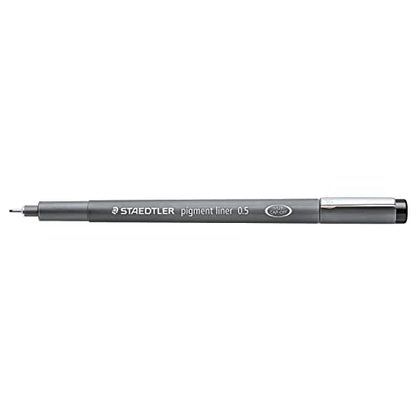 Staedtler Pigment Liner, Fineliner Pen for Drawing, Drafting, Journaling, 0.5mm, Black, Box of 5 Pens, 308 05-9M - style: 0.5mm