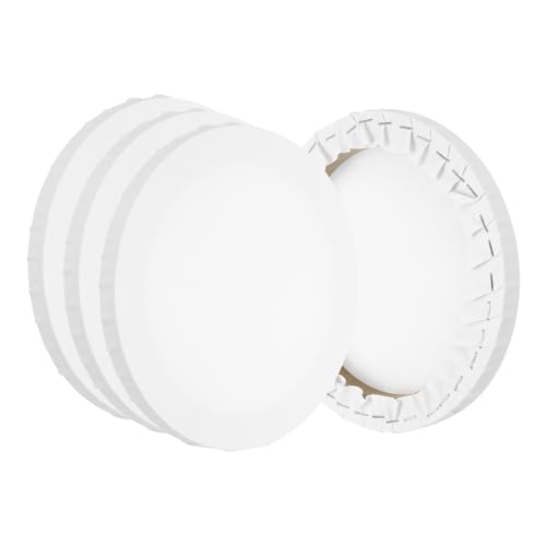 PATIKIL Stretched Canvas, 15 Pcs 6" x 6" Round Canvas for Painting Blank Primed Canvas Cotton Canvas Panels for Acrylics Oil Watercolor Paints, White - size: 6" x 6"