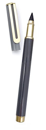 SNIFTY Look Sharp Always Sharp Pen•cil - Compressed graphite tip equals 100 pencils - Gray metal barrel + cap + eraser