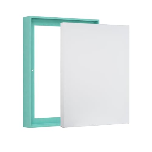PIXY CANVAS Value Pack of 8x10 Stretched Canvas 1-1/2 (1.5) inch deep and Floater Frame for Your Paintings/Artwork/Wall Art/Wall Decor (Lucite Green, 8 x 10 inch, Portrait) - color: Lucite Green, size: 8 x 10 inch