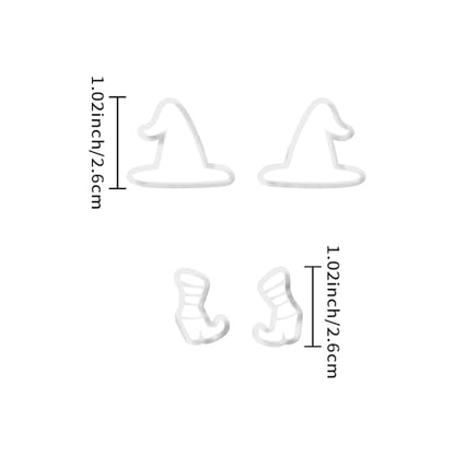 Xaekicr Halloween Witch Hat and Boots Polymer Clay Cutters – 2pcs Clay Earring Cutters for Halloween Jewelry Making – Clay Tools for Polymer Clay Molds - color: L color
