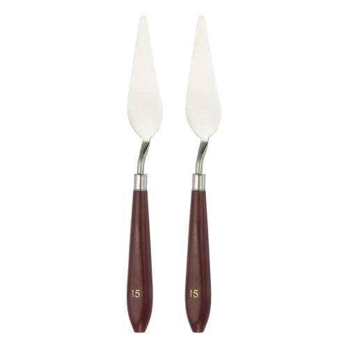 HARFINGTON 2pcs Palette Knife Painting Tool 3.27" x 1.06" Stainless Steel Art Spatula Pallet Knives Scrapers Tools with Plastic Handle for Acrylic Oil Canvas Mixing Spreading, Red/Silver - size: 3.27" x 1.06"