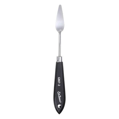 HARFINGTON Palette Knife Painting Tool 8.07" Stainless Steel Pointed Blade Spatula Painting Pallet Knife with Hole Design Beech Wood Handle for Oil Acrylic Canvas, Black/Silver - size: 8.07" x 2.09" x 0.67"