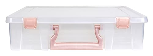 ArtBin Essentials 12 x 12 One-Compartment Craft Box, Clear | One Open Compartment, 15.25 x 14 x 3.5 Inches, Secure Latches, Stackable, Durable Polypropylene - color: Rose Gold