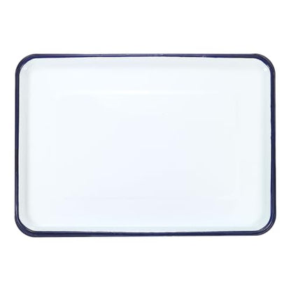 HARFINGTON Butcher Tray Palette 15" x 11" Metal Triple Enamel Coated Rectangular Tray Holder Artist Painter Painting Tool for Art Paint Acrylic Watercolor Mixing - size: 15" x 11"