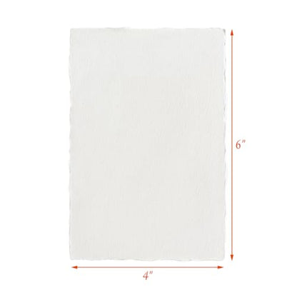 Deckled Edge Watercolor Paper 4x6 Inch, 60 Sheets 300gsm Thick Cotton Blend, Handmade Torn Edge Cards for Watercolor, Calligraphy, Wedding Invitations, DIY Crafts & Postcards