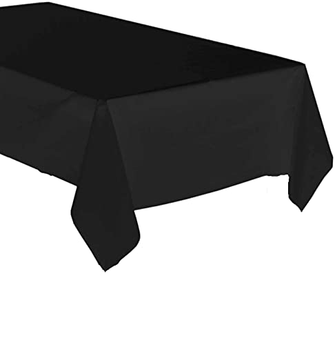 Pack of 4: Disposable Plastic Tablecloths/Table Covers, 54 x 108 inches Rectangle Table Cover Waterproof & Disposable – Ideal for Birthday Parties, Weddings, Picnics, and Events (Black) - color: Black