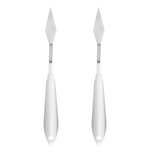 MECCANIXITY 2pcs HM#2 Palette Knives 15mm Width Stainless Steel Spatula Painting Pallet Knife with Stainless Steel Handle for Oil Painting Acrylic Canvas Mixing Spreading - style: HM#2 + 15mm
