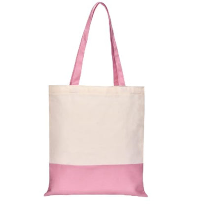 Canvas Tote Bag with Zipper for Women, Halloween Trick or Treat Bags Bulk | 13.8" x 15.3" Fashionable Two-Tone Cotton Tote Bag for Crafts, DIY Your Creative Designs - color: [A2] Beige / Pink