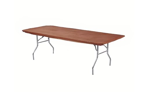 6' Rectangle Plastic Table Covers 30" x 72", Bundle of 5 (Brown) - color: Brown