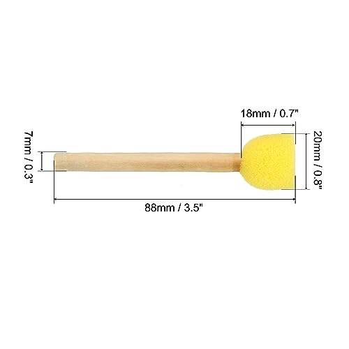 PATIKIL 0.8" Paint Sponges for Painting, 40 Pack Round Painting Sponge Foam Brush Wooden Handle Painting Tools for Crafts Arts, Yellow - size: 0.8"