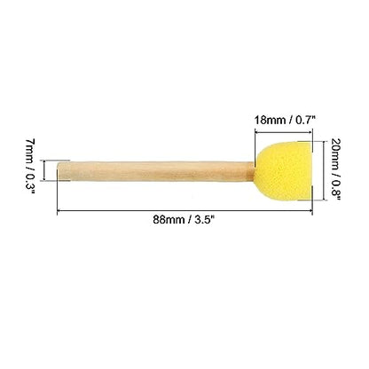 PATIKIL 0.8" Paint Sponges for Painting, 40 Pack Round Painting Sponge Foam Brush Wooden Handle Painting Tools for Crafts Arts, Yellow - size: 0.8"