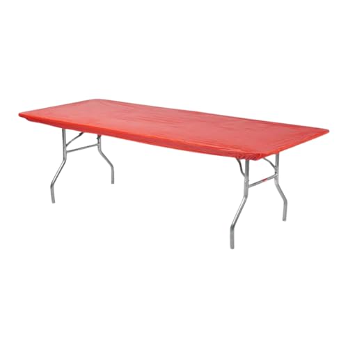 6' Rectangle Plastic Table Covers 30" x 72", Bundle of 5 (Red) - color: Red