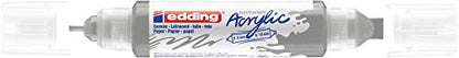 edding 5400 Acrylic 3D Double Liner - Silver - 1 Acrylic Colour Tube - 2 nozzles 2-3,5-10mm - Acrylic Paints for Canvas, Painting Boards and Wood - Waterproof acrylics in Artist-Quality Colours - color: Silver Mat