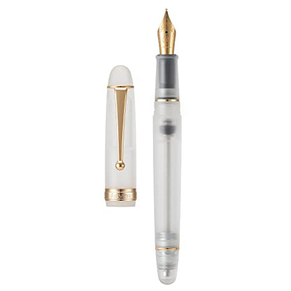 Asvine V126 Vacuum Filling Fountain Pen Medium Nib, Frosted Transparent Clear Acrylic, Large-Capacity with Gift Case - color: Frosted clear, style: Medium Nib