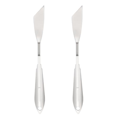 MECCANIXITY 2pcs HM#8 Palette Knives 20mm Width Stainless Steel Spatula Painting Pallet Knife with Stainless Steel Handle for Oil Painting Acrylic Canvas Mixing Spreading - style: HM#8 + 20mm