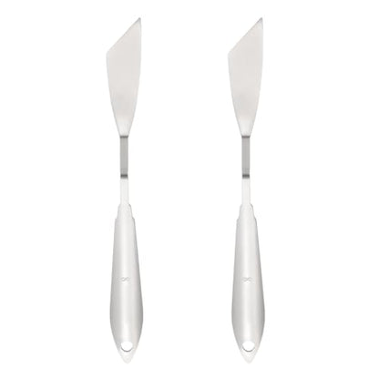 MECCANIXITY 2pcs HM#8 Palette Knives 20mm Width Stainless Steel Spatula Painting Pallet Knife with Stainless Steel Handle for Oil Painting Acrylic Canvas Mixing Spreading - style: HM#8 + 20mm