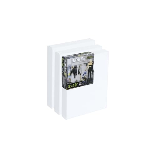 The Edge Eco-Friendly Recycled Cotton Stretched Canvas for Painting - 8x10 Box of 3 - Medium-Textured, Triple Acrylic Primed All Media Painting Canvas, 320gsm, 1-1/2 in. Deep Pine Stretchers - size: 8x10 in