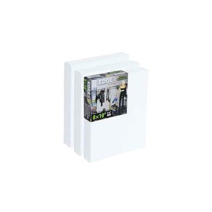 The Edge Eco-Friendly Recycled Cotton Stretched Canvas for Painting - 8x10 Box of 3 - Medium-Textured, Triple Acrylic Primed All Media Painting Canvas, 320gsm, 1-1/2 in. Deep Pine Stretchers - size: 8x10 in
