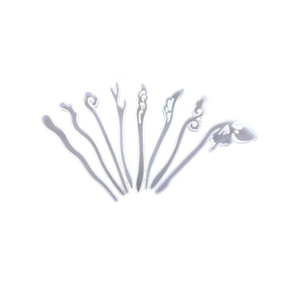 5 Pcs White Silicone Resin Hairpins Molds Hair Stick Kit for Jewelry Crafts Making Jewelry Resin Casting Molds,Jewelry Casting Supplies