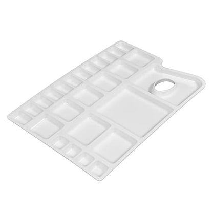 Zahepa Watercolor Palette Tray with Thumb Hole, 20 Wells, Paint Mixing Box | Travel-Friendly Design With Thumb Hole, 16 Color Compartments, 8 Mixing & 2 Water Storage Areas - style: Rectangle - 16 Compartments