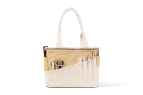 Soolla Studio Bag: Art Supply Storage Organizer & Pottery Tool Bag, Washable Tote, Yarn Bag, Crochet, 30 Pockets, 15+ Colors - color: Driftwood