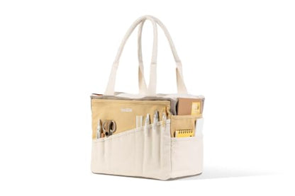 Soolla Studio Bag: Art Supply Storage Organizer & Pottery Tool Bag, Washable Tote, Yarn Bag, Crochet, 30 Pockets, 15+ Colors - color: Driftwood
