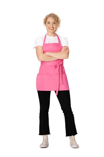 Chef Works Unisex Three Pocket Apron - color: Hot Pink