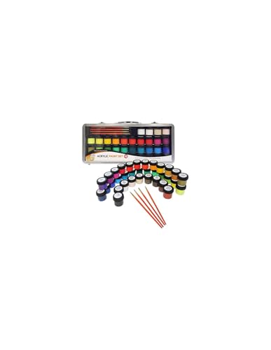 Daler Rowney Simply Acrylic Paint 40 Piece Set in Metal Case | 1 Count. Perfect for painting, art lessons, crafts and creative projects - style: 40 Pack
