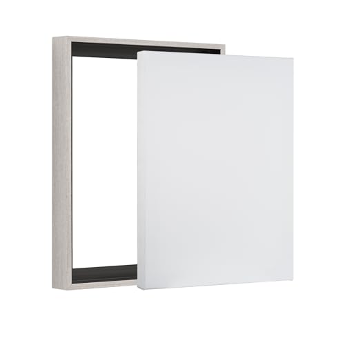 PIXY CANVAS Value Pack of 26x28 Stretched Canvas 1-1/2 (1.5) inch deep and Floater Frame for Your Paintings/Artwork/Wall Art/Wall Decor (Antique Silver, 26 x 28 inch, Portrait) - color: Antique Silver, size: 26 x 28 inch