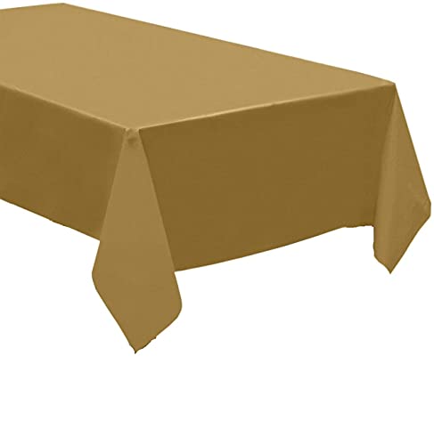 Pack of 4: Disposable Plastic Tablecloths/Table Covers, 54 x 108 inches Rectangle Table Cover Waterproof & Disposable – Ideal for Birthday Parties, Weddings, Picnics, and Events (Gold) - color: Gold