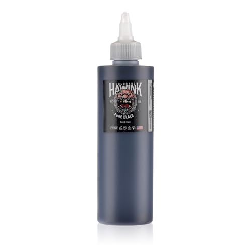 HAWINK Black Tattoo Ink 8oz (240ml) Vegan-Friendly USA Standard Pigment Tattoo Supplies Pure Black TI203-240-001