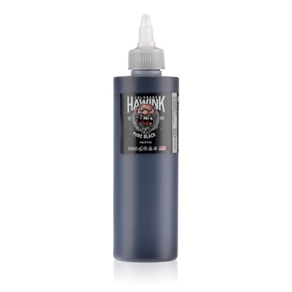 HAWINK Black Tattoo Ink 8oz (240ml) Vegan-Friendly USA Standard Pigment Tattoo Supplies Pure Black TI203-240-001