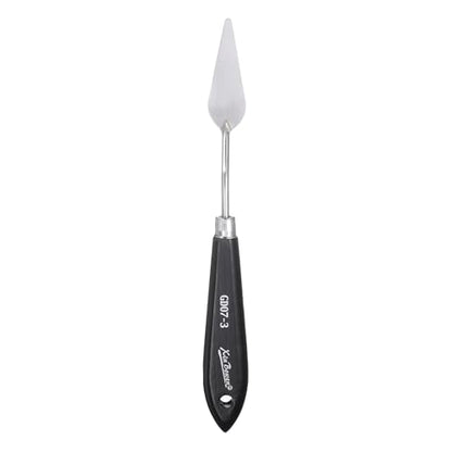 HARFINGTON Palette Knife Painting Tool 8.07" Stainless Steel Pointed Blade Spatula Painting Pallet Knife with Hole Design Beech Wood Handle for Oil Canvas, Black/Silver - size: 8.07" x 2.24" x 0.79"